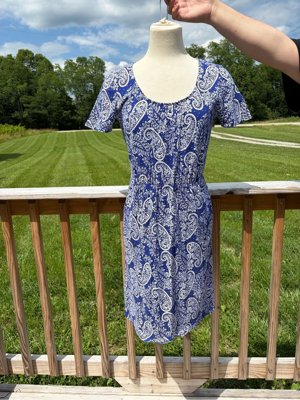 Boden stretch jersey belted‎ dress Size 6 paisley print Boho Casual Missing Belt
